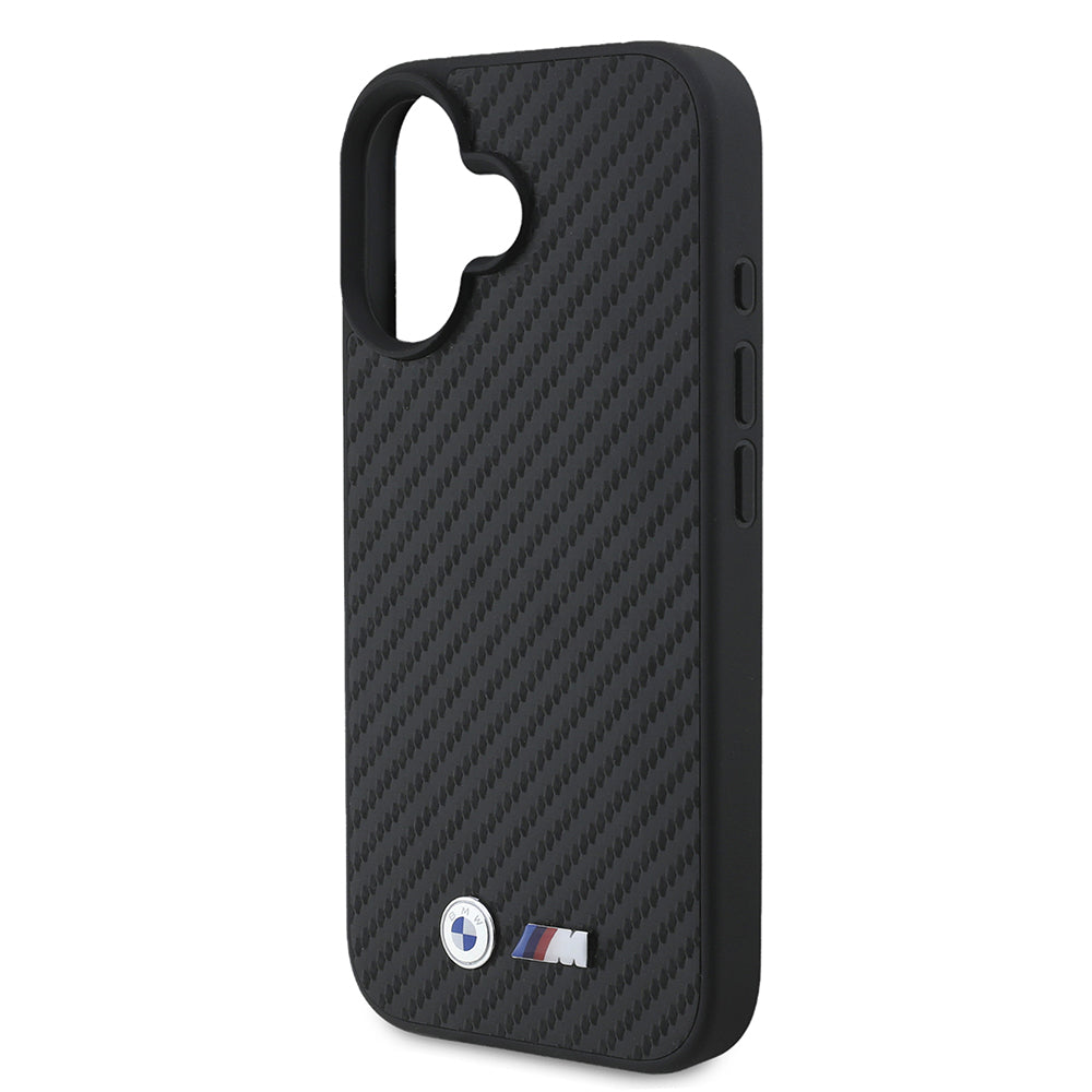 BMWiPhone 16 Orjinal Lisanslı Karbon Fiber Tasarımlı ve Metal Logolu PU Deri Telefon Kılıfı BMWiPhone 16 Orjinal Lisanslı Karbon Fiber Tasarımlı ve Metal Logolu PU Deri Telefon Kılıfı